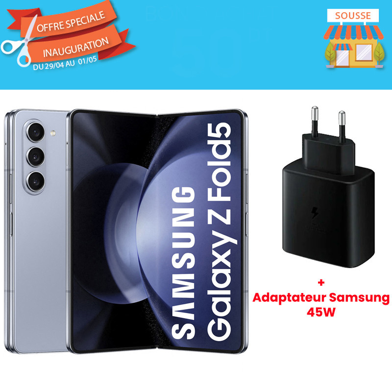 Samsung Galaxy Z Fold5 12 Go 256Go - Bleu en Tunisie Samsung Galaxy Z Fold5 12 Go 256Go - Bleu en Tunisie
