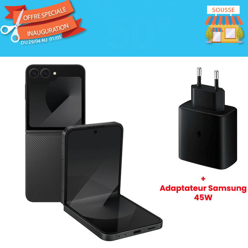 Smartphone Samsung Galaxy Z Flip 6 12Go 256Go Noir en Tunisie Smartphone Samsung Galaxy Z Flip 6 12Go 256Go Noir en Tunisie