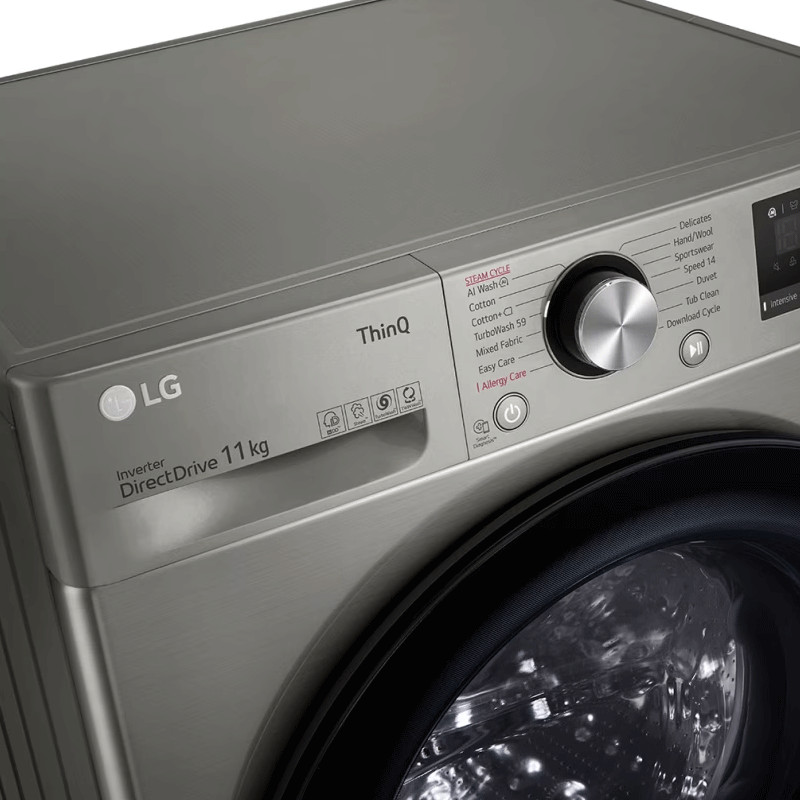 Machine à Laver Frontale LG F4Y5EYGYPV Smart Inverter 11Kg Silver en Tunisie