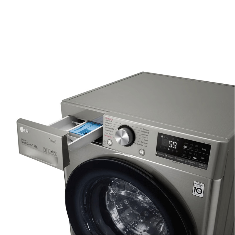 Machine à Laver Frontale LG F4Y5EYGYPV Smart Inverter 11Kg Silver en Tunisie