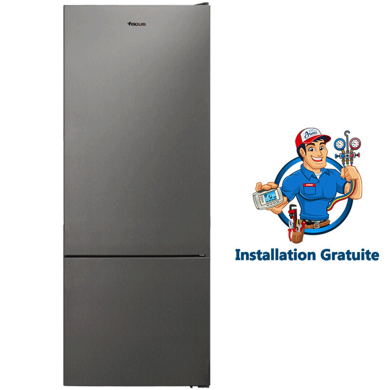 Réfrigérateur Combiné Focus F4870X 500L NoFrost Inox en Tunisie