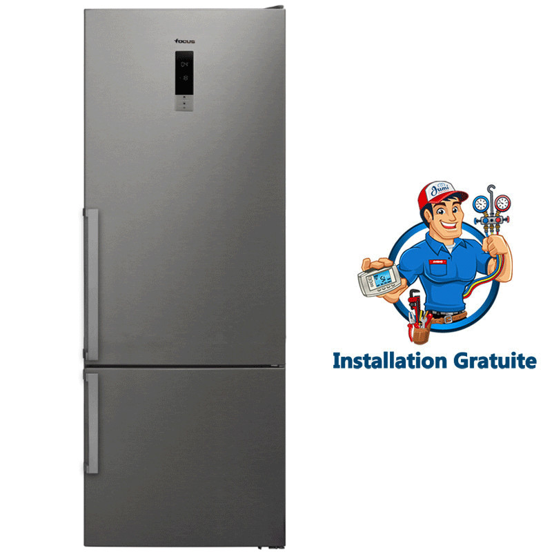Réfrigérateur Combiné Focus QUADRA4870 500L NoFrost Inox en Tunisie