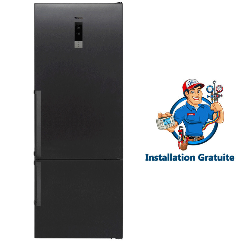 Réfrigérateur Combiné Focus SMART4870 500L NoFrost Inox en Tunisie Réfrigérateur Combiné Focus SMART4870 500L NoFrost Inox en Tunisie