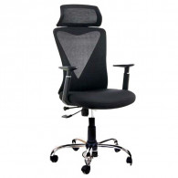 Chaise Directeur Dark Mesh Base Chrome Noir en Tunisie
