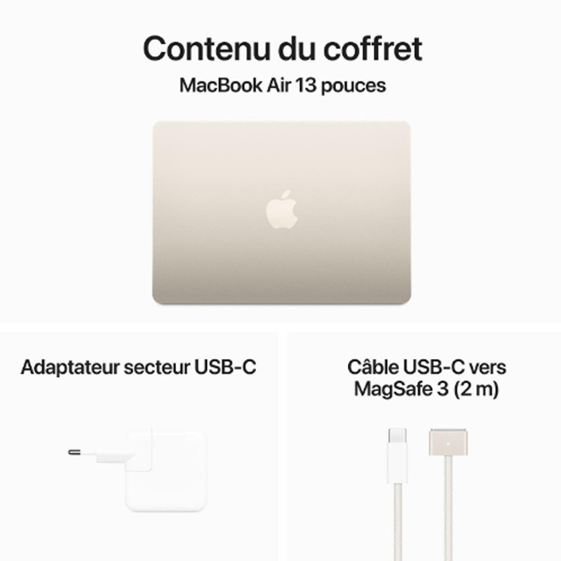 Apple MacBook Air M3 13" 24Go 512Go SSD Starlight En Tunisie