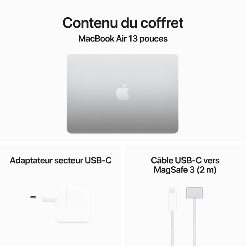 Apple MacBook Air M3 13" (2024) 16Go 256Go SSD Silver