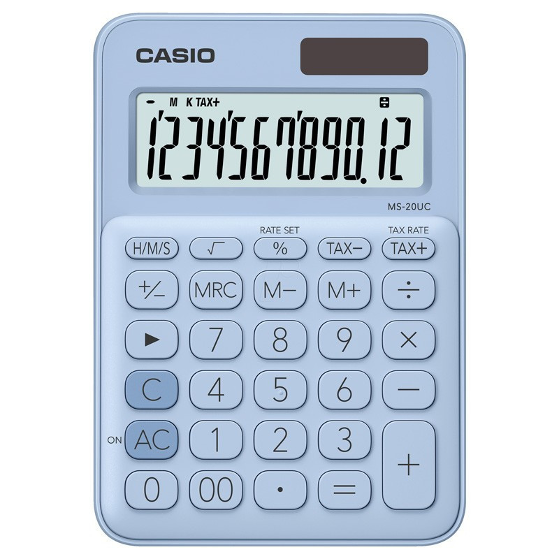 Calculatrice de bureau Casio - MS-20UC - Bleu clair Calculatrice de bureau Casio - MS-20UC - Bleu clair