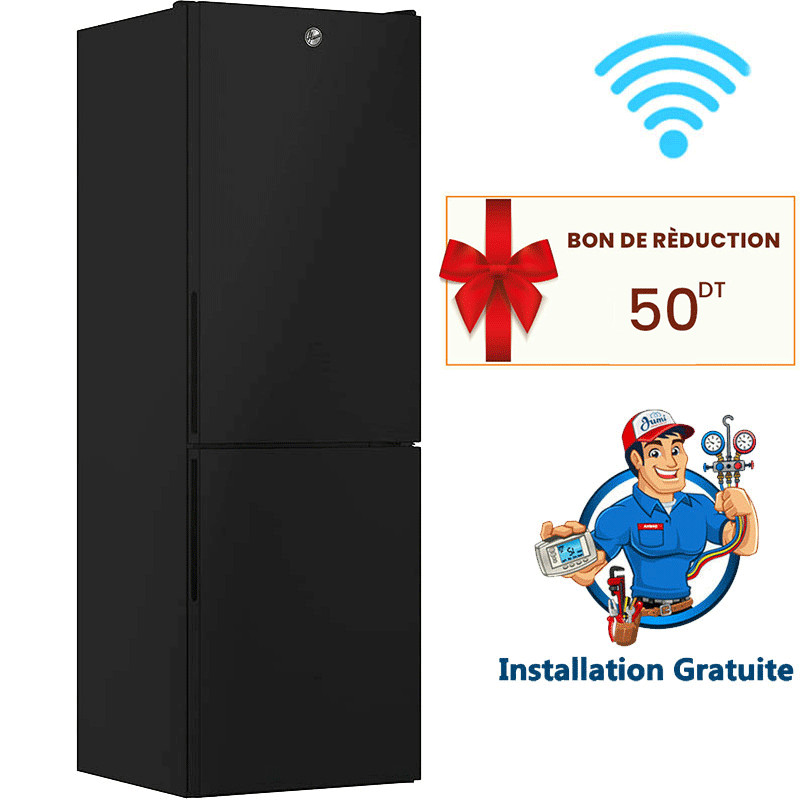 Réfrigérateur Combiné Hoover Nofrost 341L Noir (HOCE4T618EB) Réfrigérateur Combiné Hoover Nofrost 341L Noir (HOCE4T618EB)