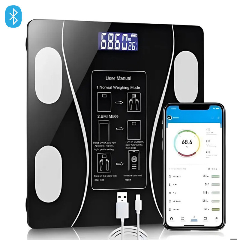 Pèse Personne Impédancemètre Connectée 180Kg Noir en Tunisie Pèse Personne Impédancemètre Connectée 180Kg Noir en Tunisie