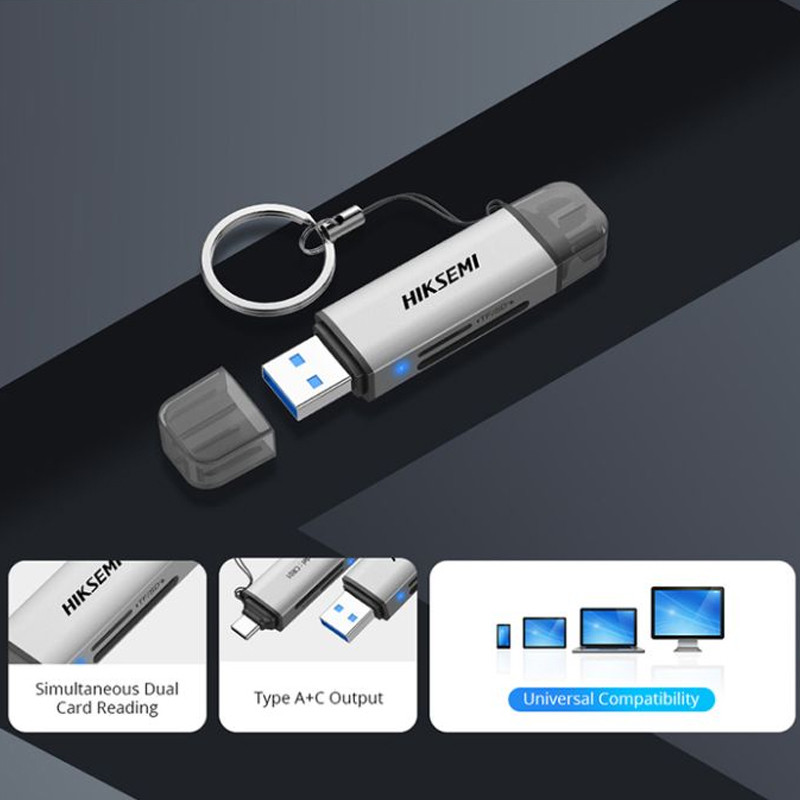 Lecteur De Carte Mémoire Hiksemi HS-HUB-CR01 USB Vers Type-C Gris en Tunisie
