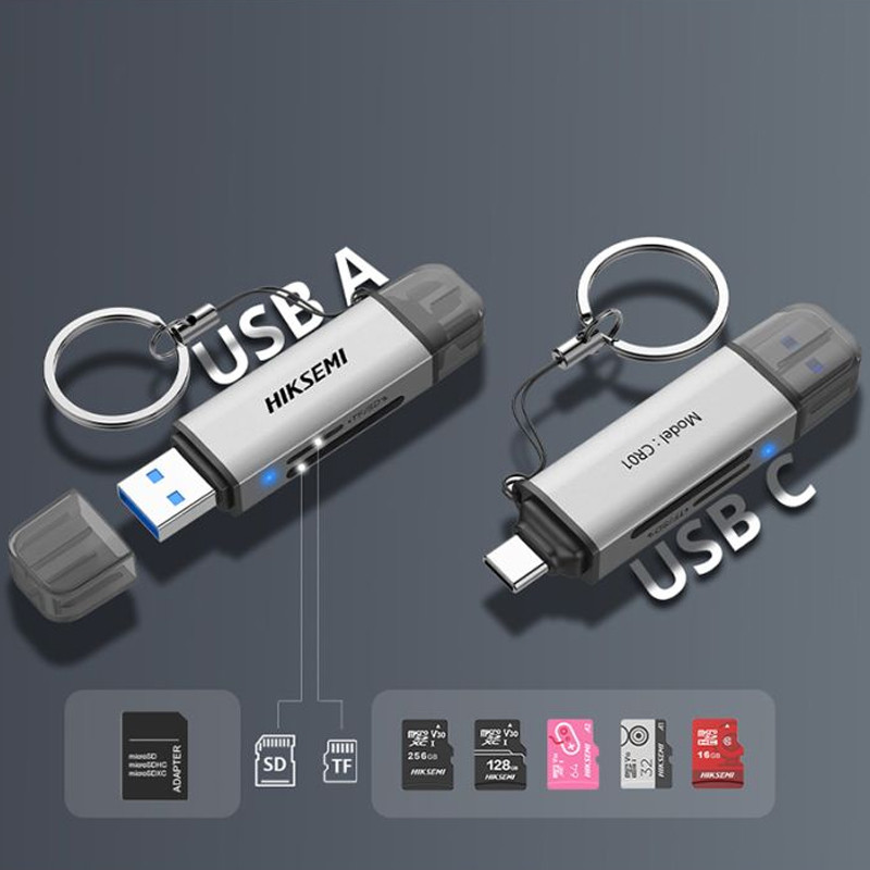 Lecteur De Carte Mémoire Hiksemi HS-HUB-CR01 USB Vers Type-C Gris en Tunisie