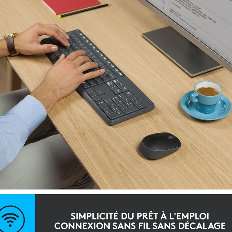 Ensemble Clavier et Souris Sans Fil Logitech MK235 Noir en Tunisie