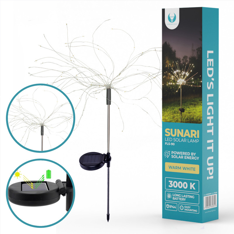 Lampe Solaire Led Forever Light Feux d’artifice FLS-90 Noir en Tunisie