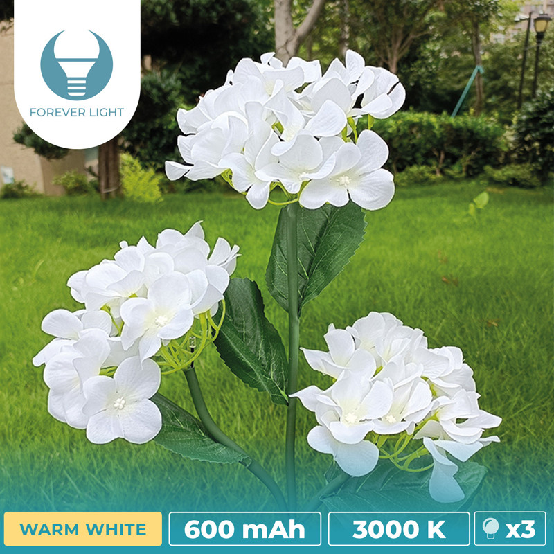 Lampe Solaire Led Forever Light FLS-93 Hortensias Blanc en Tunisie