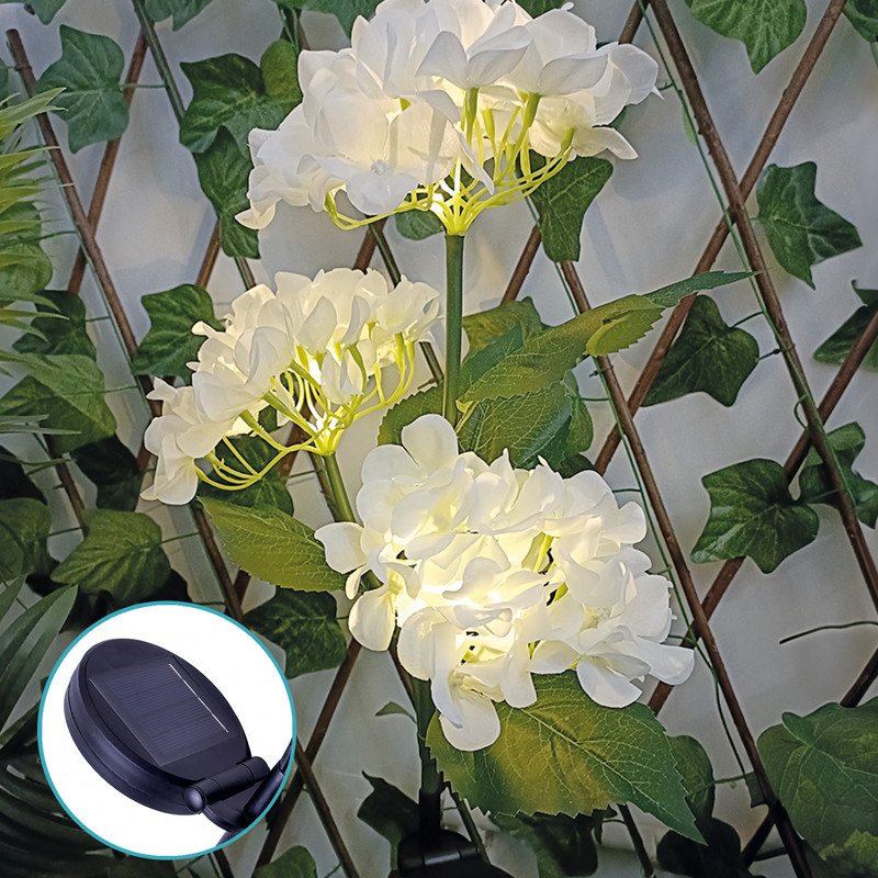 Lampe Solaire Led Forever Light FLS-93 Hortensias Blanc en Tunisie