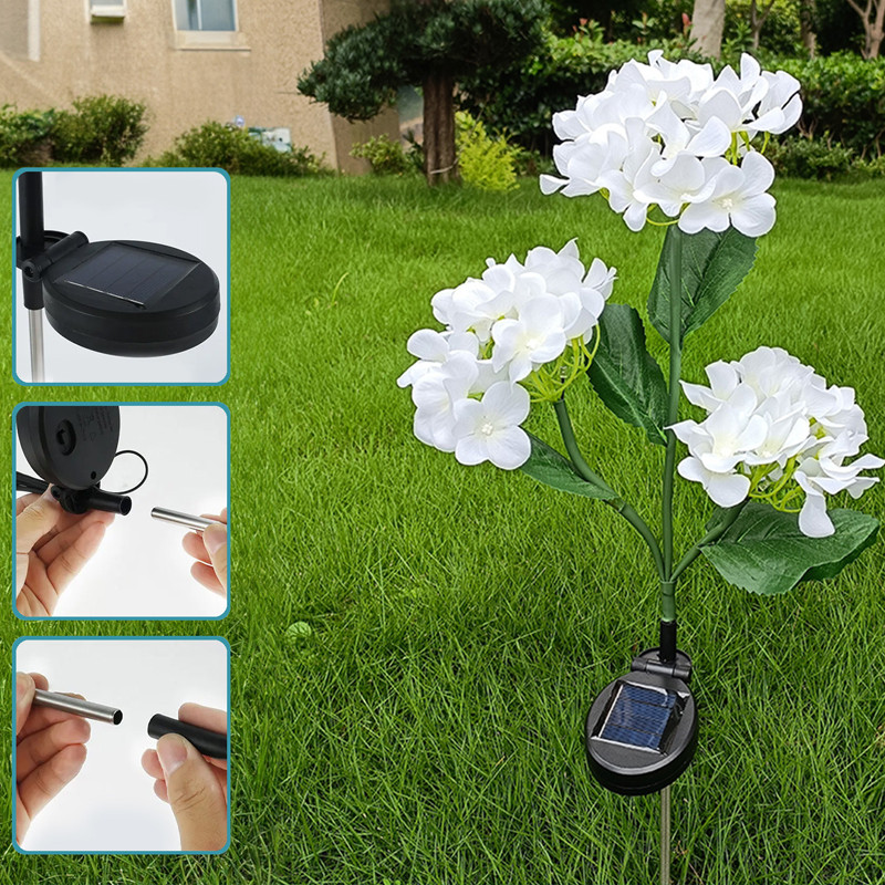 Lampe Solaire Led Forever Light FLS-93 Hortensias Blanc en Tunisie