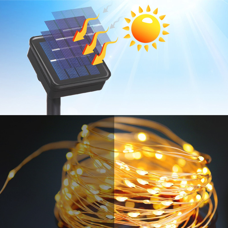 Lampe Solaire Led Forever Light Fil De Cuivre Doré