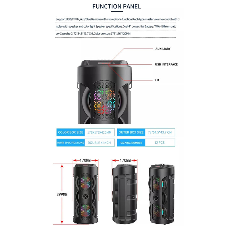 Haut Parleur Bluetooth ZQS4243 Noir En Tunisie