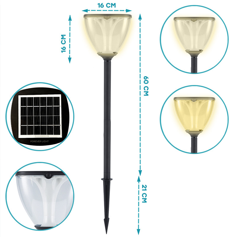 Lampe Solaire Led Forever Light Sur Poteau Noir en Tunisie