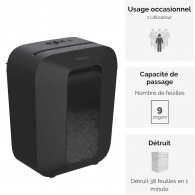 Destructeur De Documents Fellowes LX-50 Noir en Tunisie Destructeur De Documents Fellowes LX-50 Noir en Tunisie