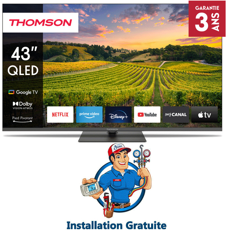 TV Thomson 43" 43QG5C14 QLED Google Tv Noir en Tunisie TV Thomson 43" 43QG5C14 QLED Google Tv Noir en Tunisie