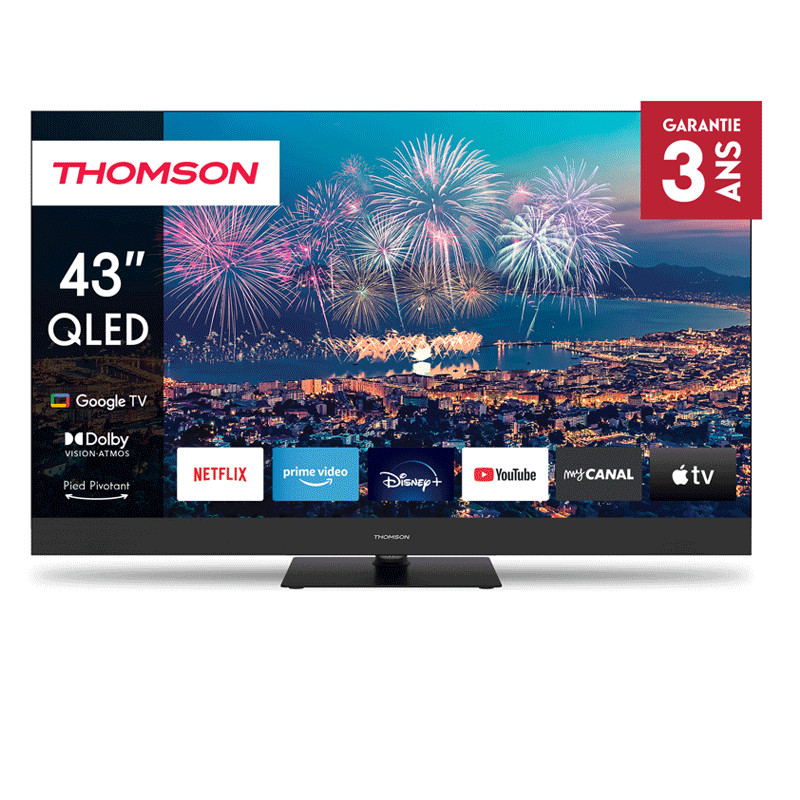 Tv Thomson 43" 43QG6C14 QLED Plus Google Tv Noir en Tunisie