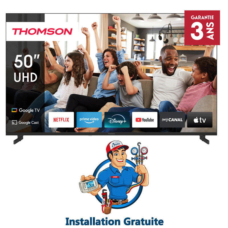 Tv Thomson 50" 50UG4S14 UHD Side Feet Google Tv Noir en Tunisie Tv Thomson 50" 50UG4S14 UHD Side Feet Google Tv Noir en Tunisie