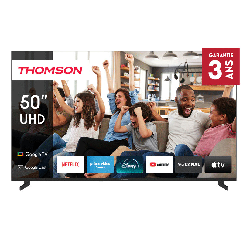 Tv Thomson 50" 50UG4S14 UHD Side Feet Google Tv Noir en Tunisie