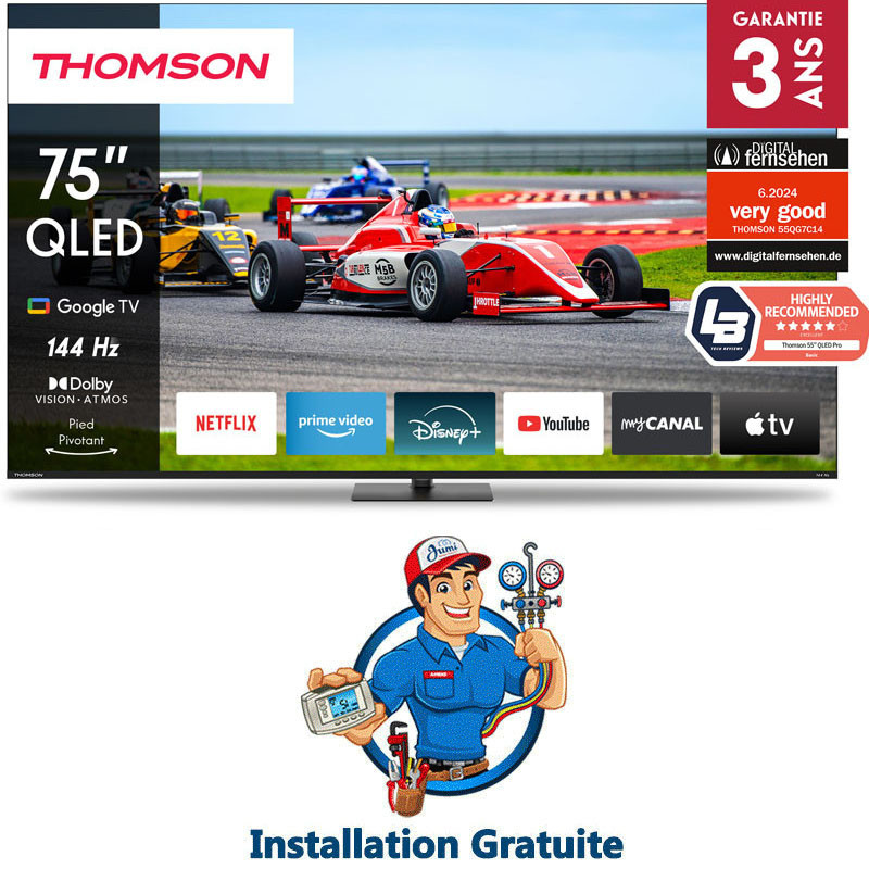 TV Thomson 75" 75QG7C14 QLED Smart Google Tv Noir en Tunisie TV Thomson 75" 75QG7C14 QLED Smart Google Tv Noir en Tunisie