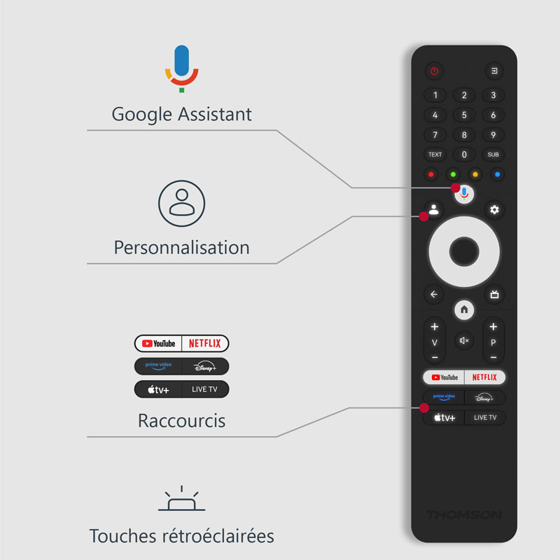 TV Thomson 50" 50QG6C14 QLED Plus Google Tv Noir en Tunisie