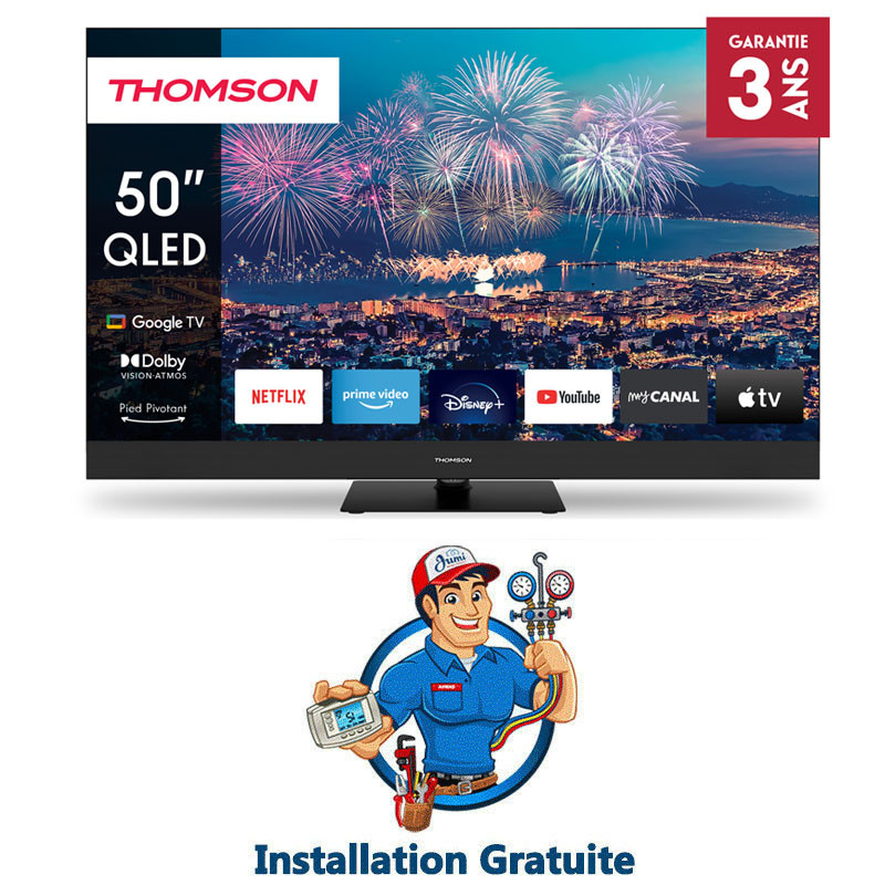 TV Thomson 50" 50QG6C14 QLED Plus Google Tv Noir en Tunisie
