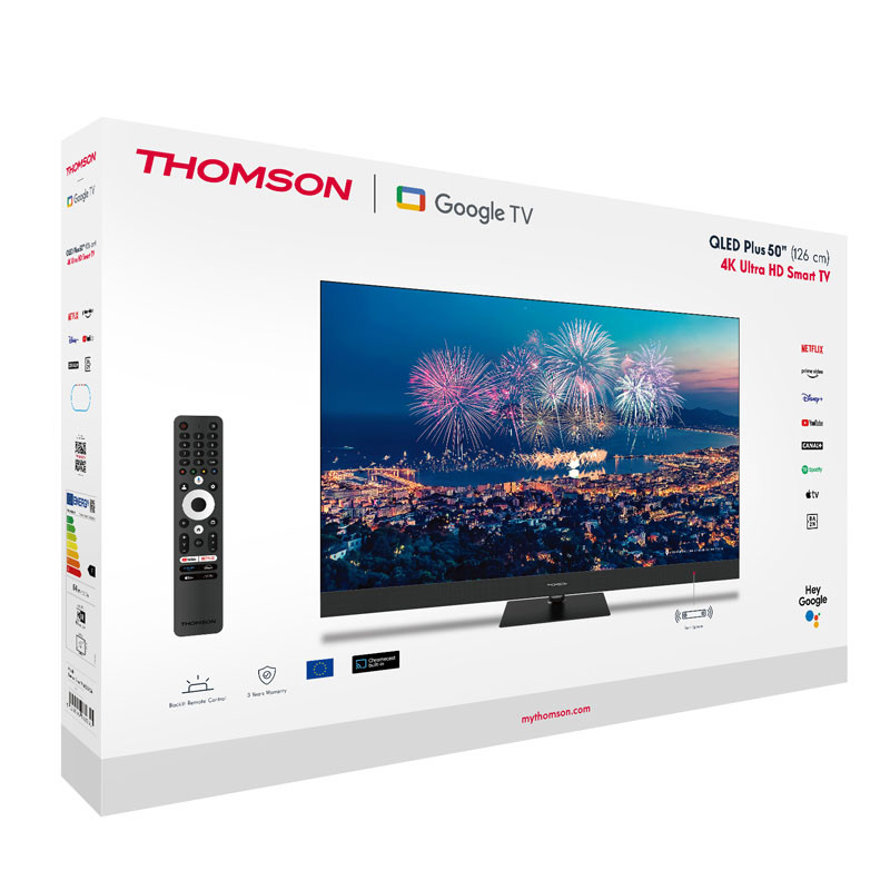 TV Thomson 50" 50QG6C14 QLED Plus Google Tv Noir en Tunisie