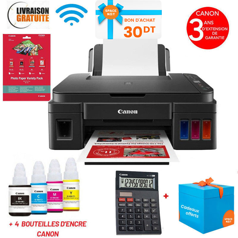 Imprimante à Réservoir Intégré Canon Pixma G3410 3en1 Couleur Wi-Fi Noir Imprimante à Réservoir Intégré Canon Pixma G3410 3en1 Couleur Wi-Fi Noir