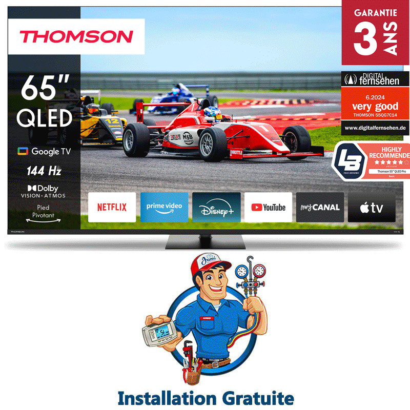 Tv Thomson 65" 65QG7C14 QLED Pro Google Tv Noir en Tunisie