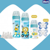 Coffret Bébé Chicco Biberon Well Being Bleu