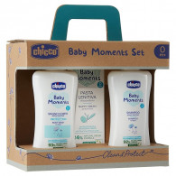 Coffret Bébé Chicco Baby Moment Shampoing + Mousse De Bain + Crème de change