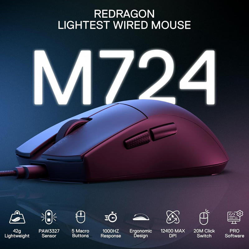 Souris Gamer Redragon King M724 Noir En Tunisie