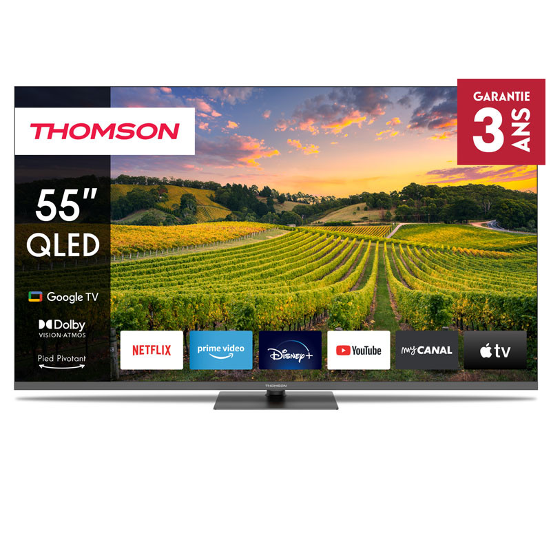 TV Thomson 55" 55QG5C14 QLED Plus Google Tv Noir en Tunisie