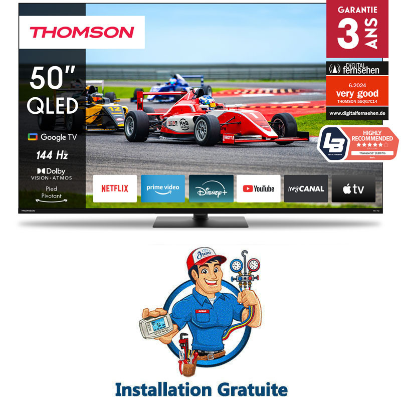 TV Thomson 50" 50QG7C14 QLED Plus Google Tv Noir en Tunisie TV Thomson 50" 50QG7C14 QLED Plus Google Tv Noir en Tunisie
