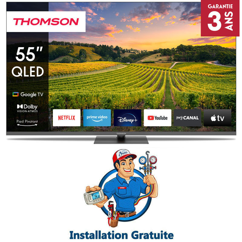 TV Thomson 55" 55QG5C14 QLED Plus Google Tv Noir en Tunisie TV Thomson 55" 55QG5C14 QLED Plus Google Tv Noir en Tunisie