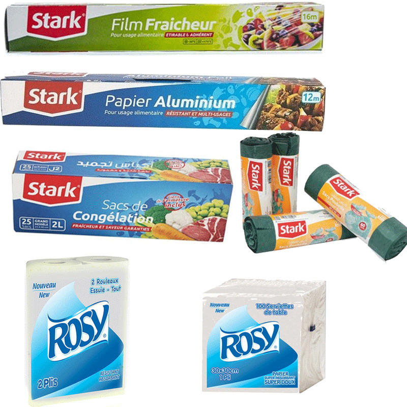 Pack Stark Papier + Sacs De Congélation + Sacs Poubelle En Tunisie Pack Stark Papier + Sacs De Congélation + Sacs Poubelle En Tunisie