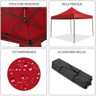 Tente De Jardin Avec Support 3M x 3M Rouge en Tunisie