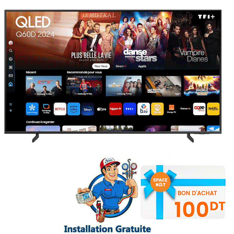 TV Samsung Q60DAU 55" 4k QLED Smart Noir en Tunisie TV Samsung Q60DAU 55" 4k QLED Smart Noir en Tunisie