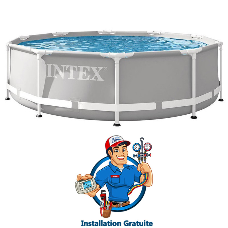 Piscine Tubulaire Intex Prism Frame Ronde Ø 3.05 x H 0.76 m Gris En Tunisie