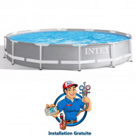Piscine Tubulaire Intex Prism Frame ronde Ø 3,66 x 0,76 m Gris Clair en Tunisie