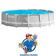 Piscine Tubulaire Intex Prism Frame Ronde 6.10 x 1.32 m Avec Pompe - Gris
