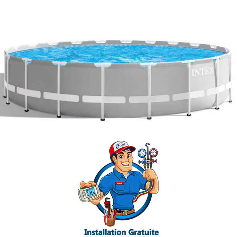 Piscine Tubulaire Intex Prism Frame Ronde 5.49 x 1.22 m Avec Pompe - Gris