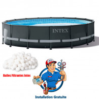 Piscine Tubulaire Intex Ultra XTR Ronde 5.49 x 1,32 m Gris