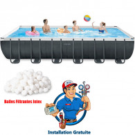 Piscine Tubulaire Intex Ultra XTR Rectangulaire 5.49 x 2.74 x 1.32 m Gris