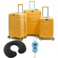 Set De 3 Valises Incassable Avec Roues Démontables Jaune Motarde en Tunisie